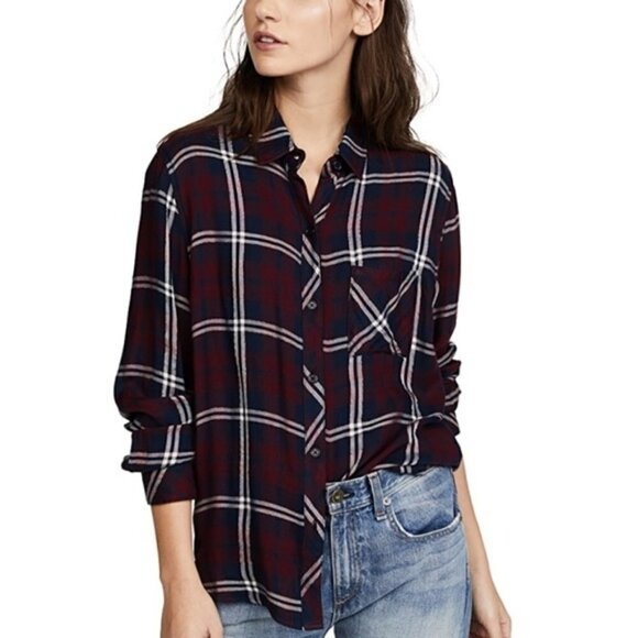 Rails | Gemini shirt honey lurex in cranberry - Picture 1 of 13